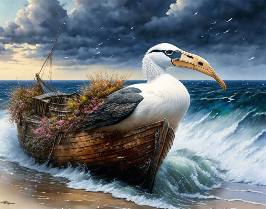 Toile murale Albatros naufrage paysage mer décoration salon 50 x 70