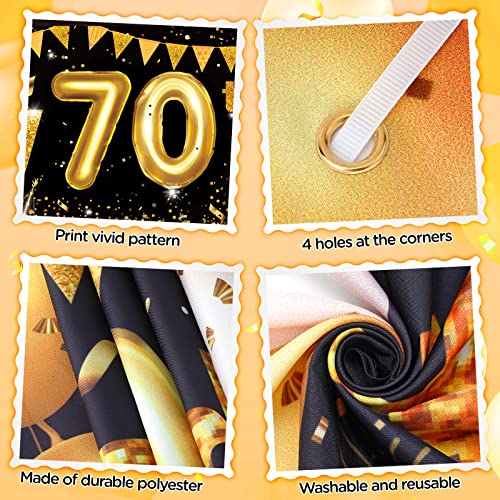 70th Birthday Decorations for Men Women Black and Gold Happy 70th Birthday Yard Banner Sign Decor and 18 PCS Latex Balloons for 70 Year Old Anniversary Party Outdoor Indoor Yard Garden Supplies