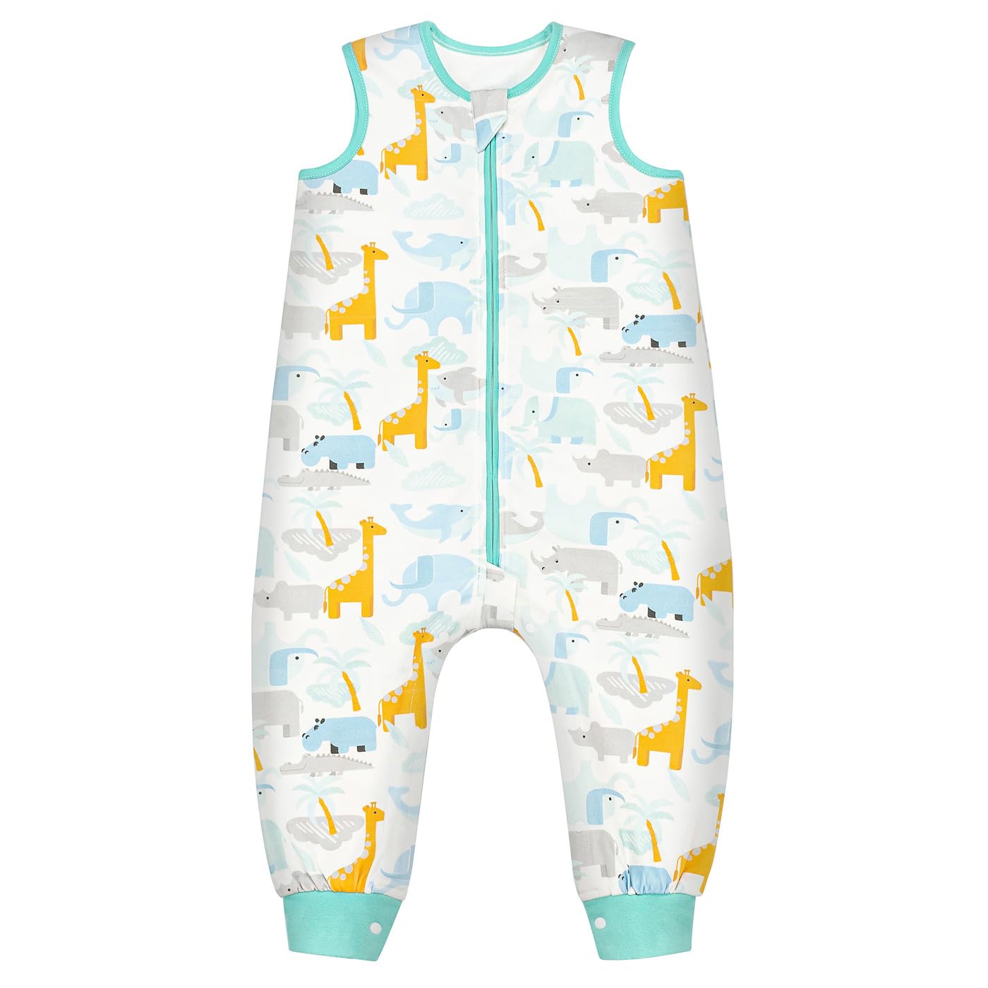 0.5 TOG Baby Sleep Sack with Feet 100% Cotton Toddler Wearable Blanket Sleeveless Sleeping Bag for Early Walkers Elephant, M(12-24 Months) 0.5tog/Walkers/Elephant 12-24 Months