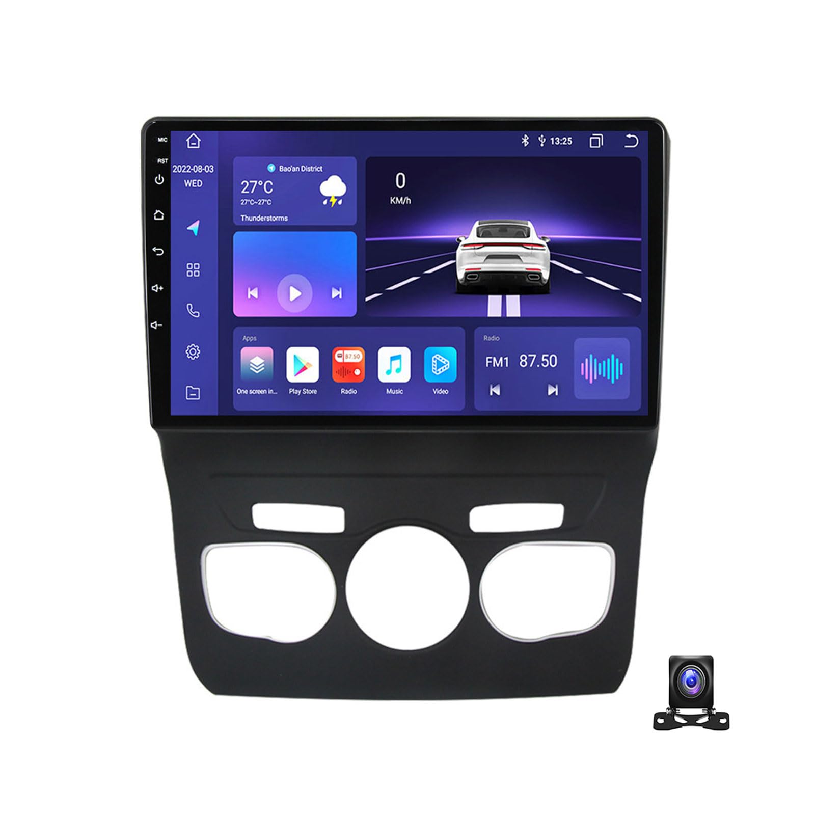 Android 12 Doble DIN Radio estéreo para automóvil Radio con Pantalla táctil de 9 Pulgadas con navegación GPS Receptor de Radio FM Bluetooth para Cit-Roen C4L 2013~2016 Soporte Carplay/Auto/DSP