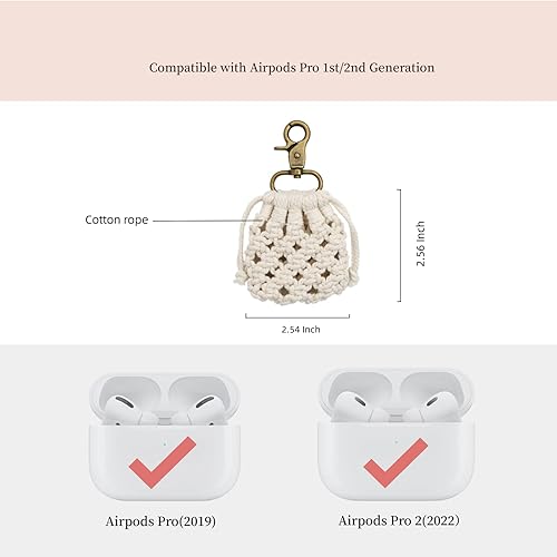 Miniatura 2 de Funda para Airpods Pro de 21 generación 20222019 para mujeres hombres y niñas funda protectora hecha a mano con llavero para Airpods Pro 1 y 2 blanco