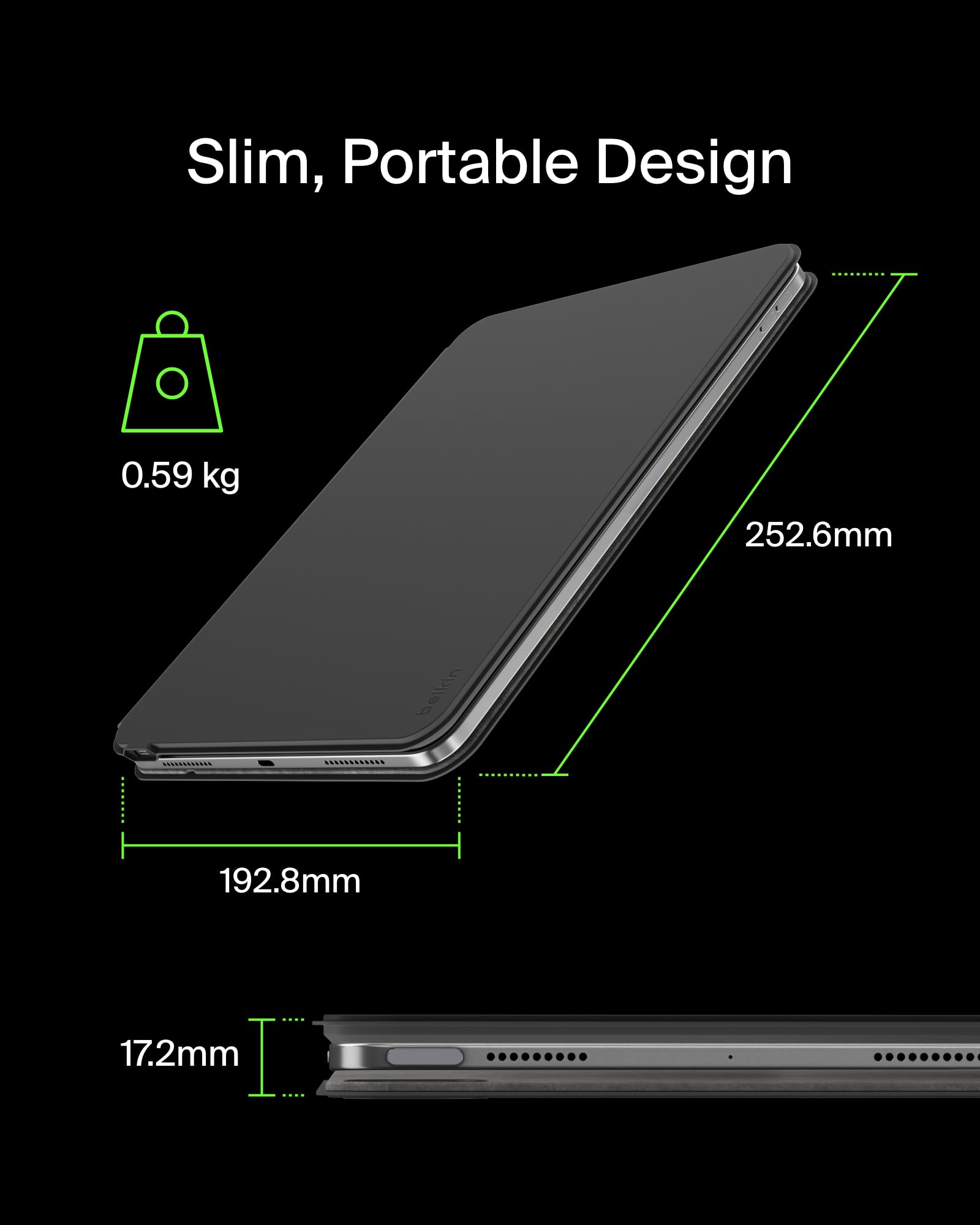 Belkin Pro Keyboard Case w/Magnetic Stand, Backlit Bluetooth Keyboard, Multi-Gesture Controls, Magnetic Apple Pencil Storage Compatibility, & Multimedia Keys for iPad Pro 13" (M4/M5) - Black