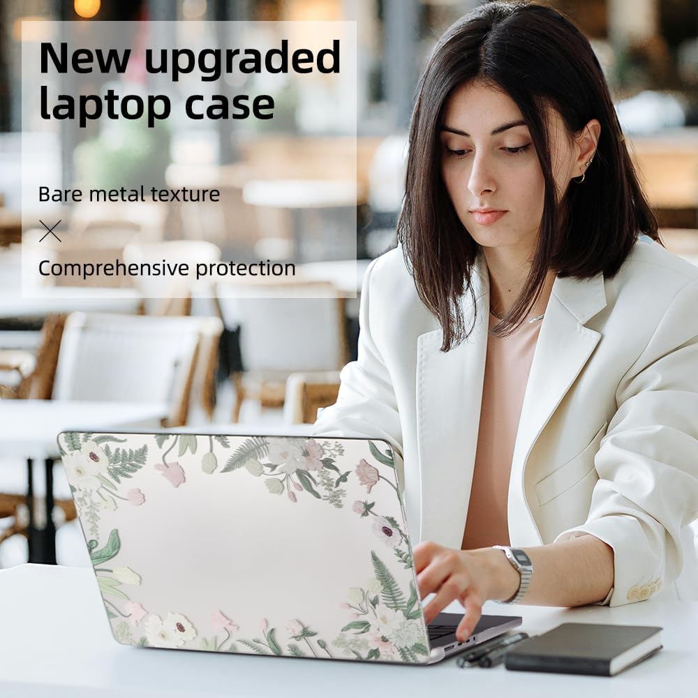 IMMOENUC Floral Matte Hard Shell Case for 2026‑2021 MacBook Pro 14 Inch M5 M4 M3 M2 M1 Pro Max, Compatible with A3426 A3427 A3434 A3401 A3112 A2442, Anti‑Fingerprint Laptop Protective Cover
