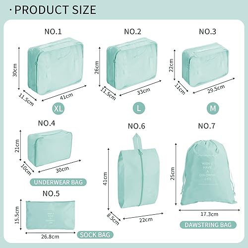 Vista 2 de 7 cubos de embalaje para maletas, bolsas organizadoras de equipaje de viaje, varios tamaños, organizador de embalaje para accesorios de viaje