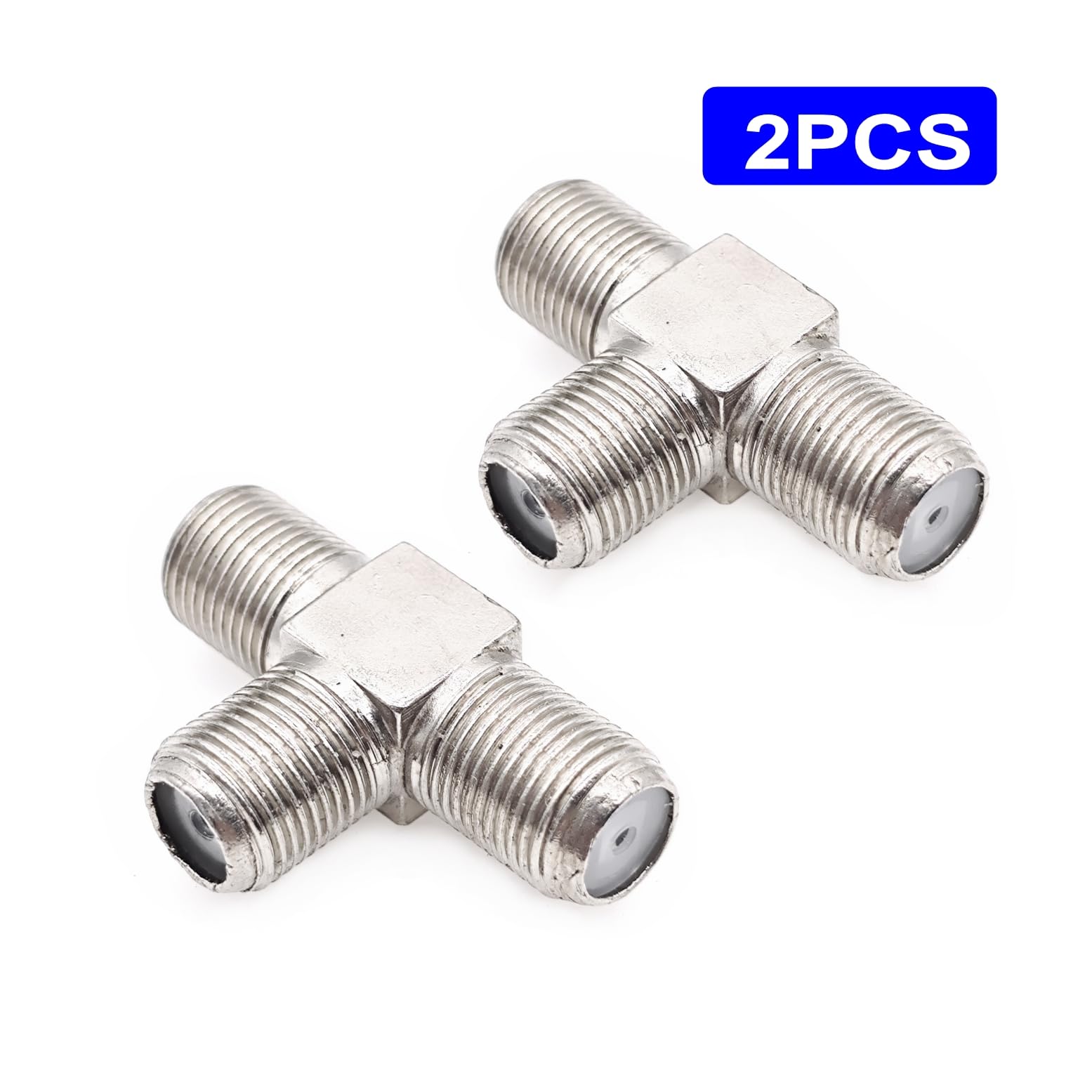 JZK 2x connecteurs répartiteurs en T type F à 3 voies adaptateur répartiteur coaxial TV satellite F femelle vers double femelle, combinateur d'antenne TV 75 ohms pour câble, modem, récepteur satellite