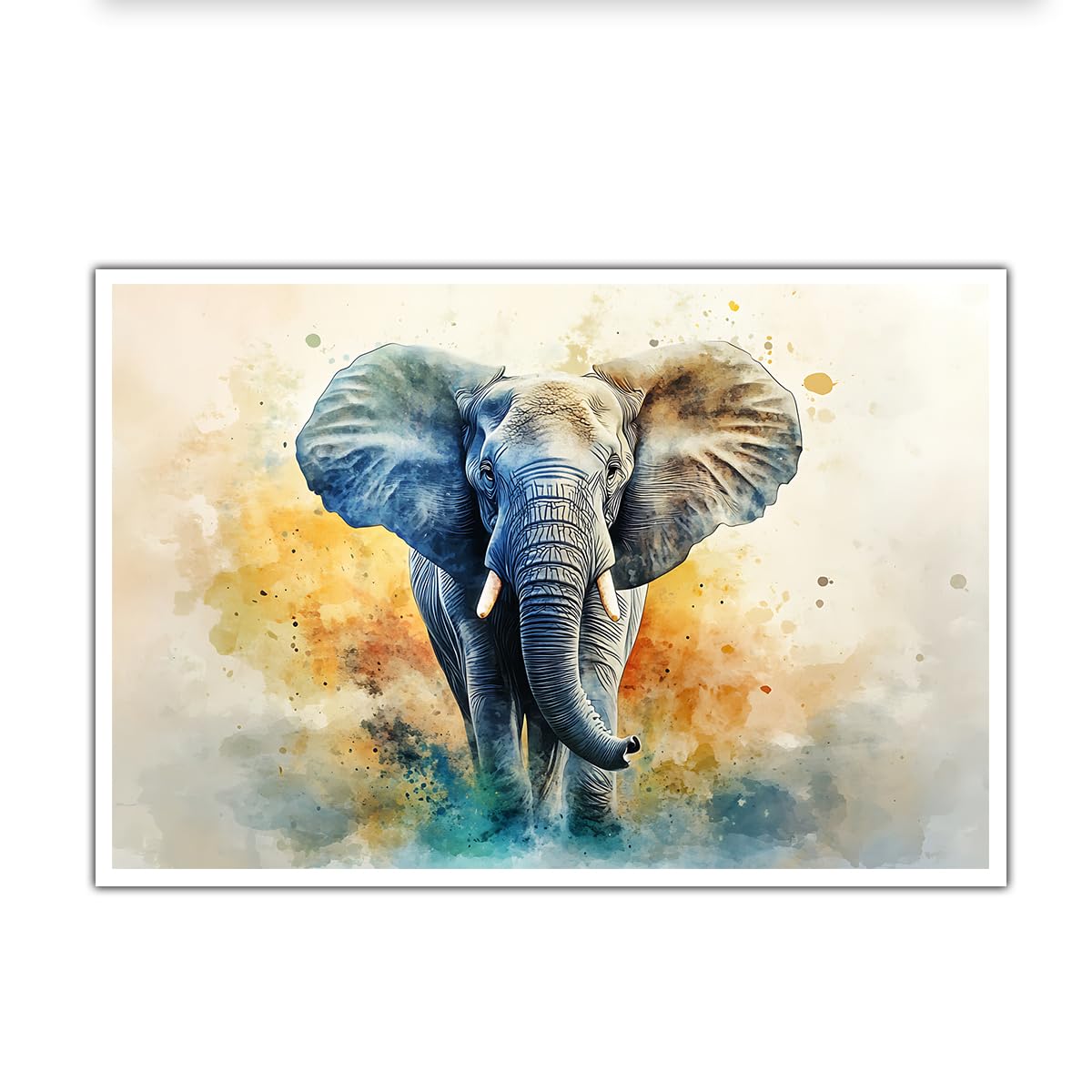 CHERHERART Elephant Watercolor Portrait Canvas Poster Animals Canvas Wall Art Modern African Wildlife Picture Prints for Office Bedroom Nursery 45x70cm Frameless