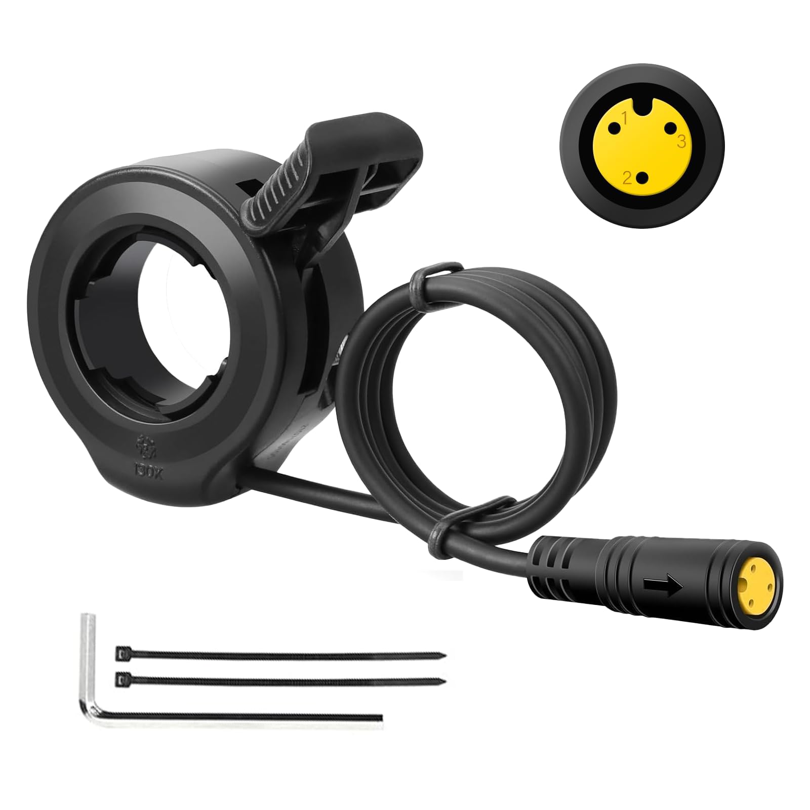 Ebike Thumb Throttle Compatible with Super73 &amp; Bafang BBS01B BBS02B BBSHD Mid Drive Motor, 3 Pin Female Waterproof Speed Control Throttle for 24V 36V 48V 60V 72V Electric Bike