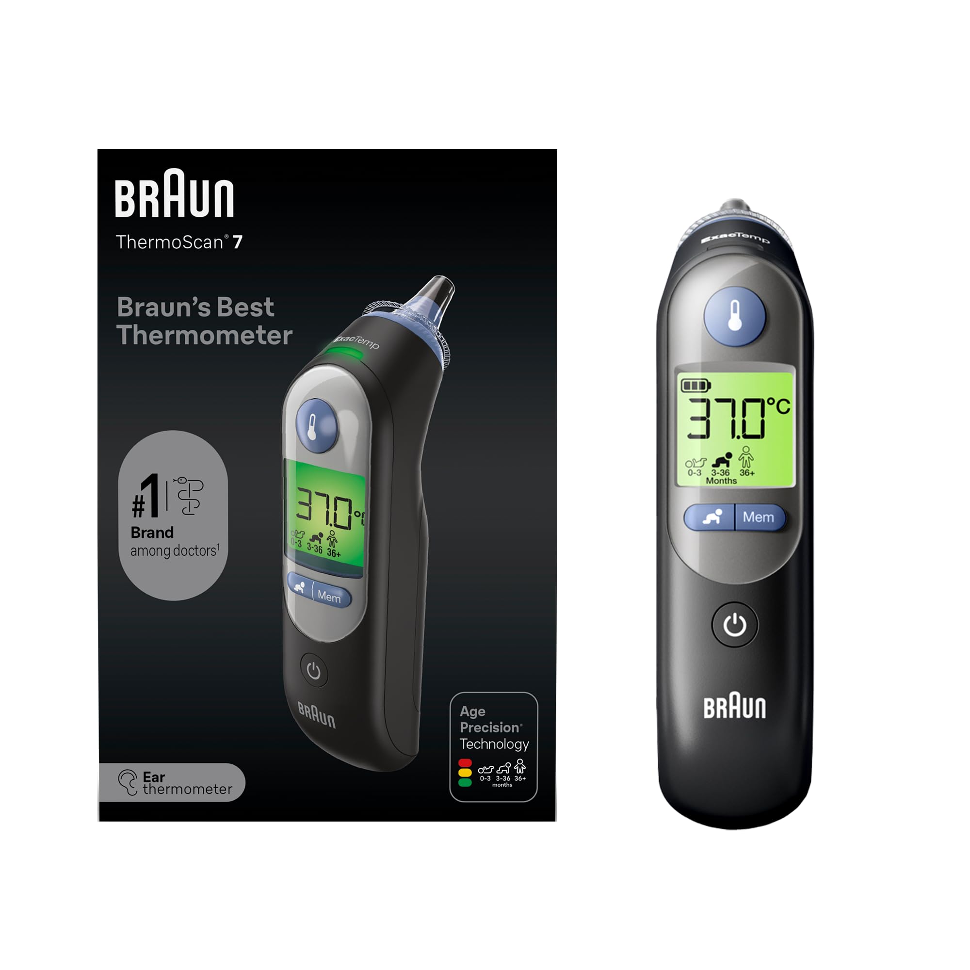 Braun Thermoscan 7 Ear Thermometer With Age Precision - Edition Black