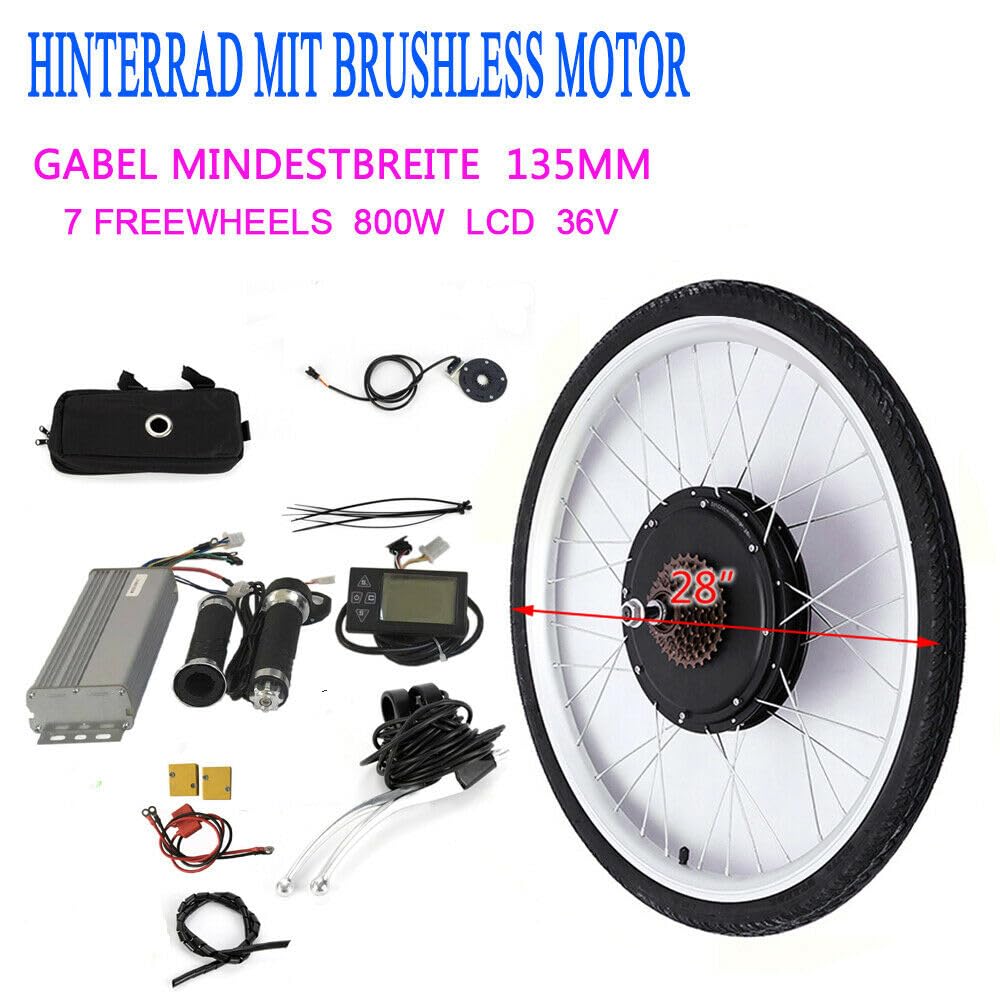 Zestaw do konwersji roweru elektrycznego, 28", 36 V, 800 W, silnik tylny, konwersja z wyświetlaczem LCD, zestaw "zrób to sam" E-Bike