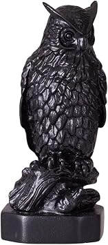 Danila-Souvenirs Decorative Stone Statue Figurine Sculpture Black Owl 4 10 cm