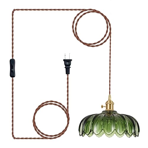 XZHGCEE Hanging Lamp Plug in Pendant Light: Green Hanging Light