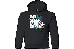 Big Boys' Eat Sleep Baseball Repeat Youth Hoodie Sweatshirt