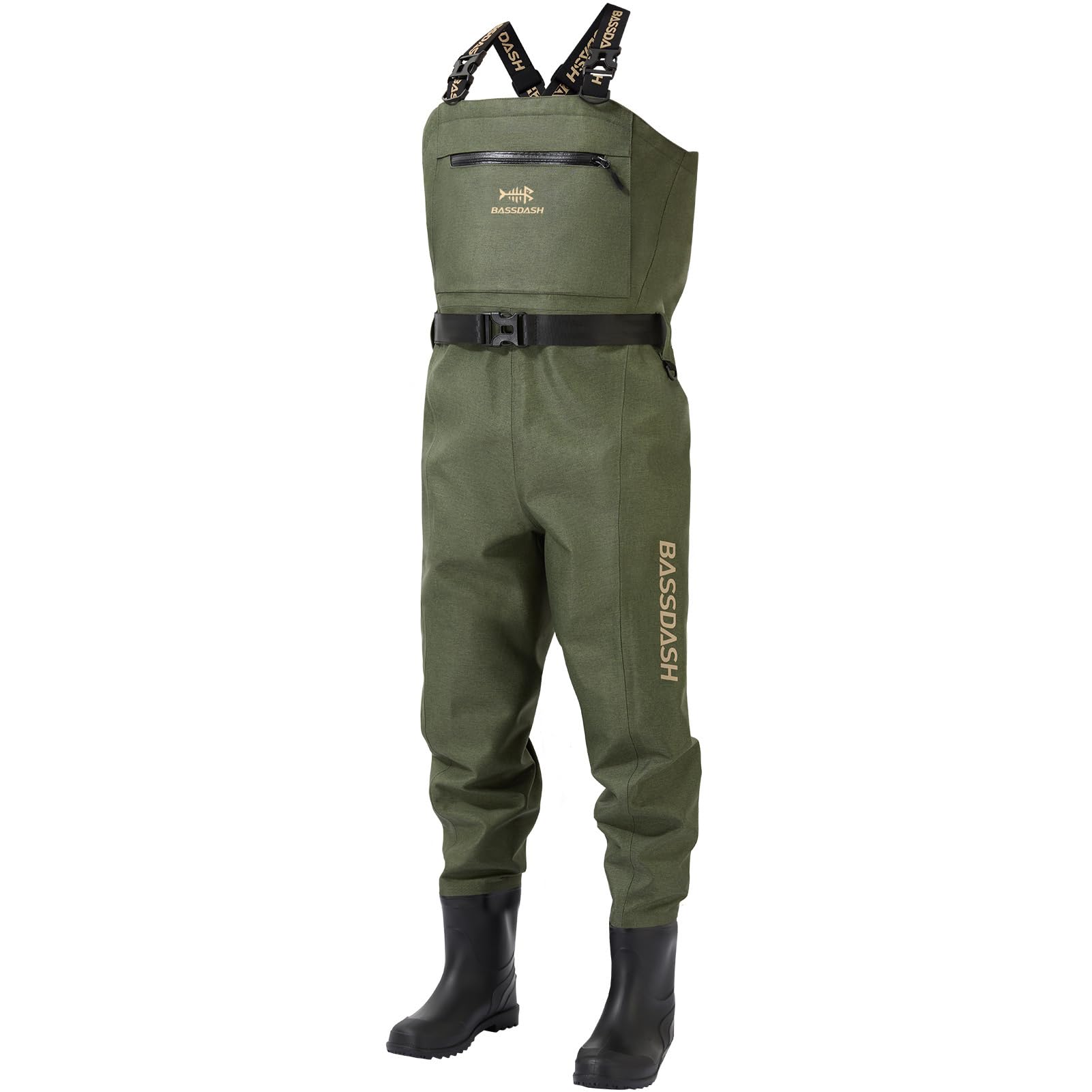 BASSDASH Men's PVC Chest Wader Ripstop High Strength Boot Foot Waders for Fly Fishing Hunting FW13