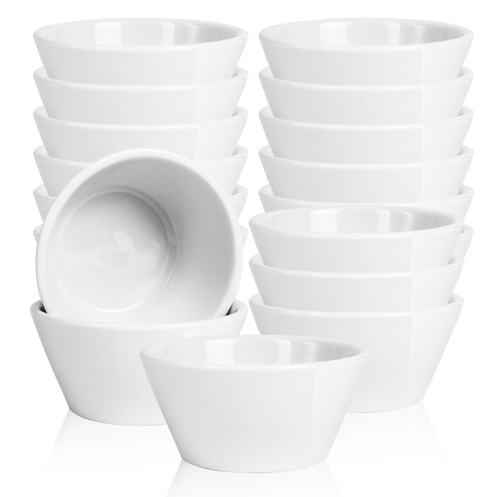 Lot de 18 Bols en Porcelaine Blanche 240 ml, Ramequins Empilables