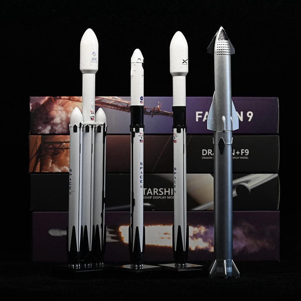 REHOOF Modello di Razzo Falcon 9 1:233 Modello di Razzo Super Pesante di Astronave Fan dello Spazio Souvenir Amanti del Modello da Collezione per Bambini Adulti, 4Pcs