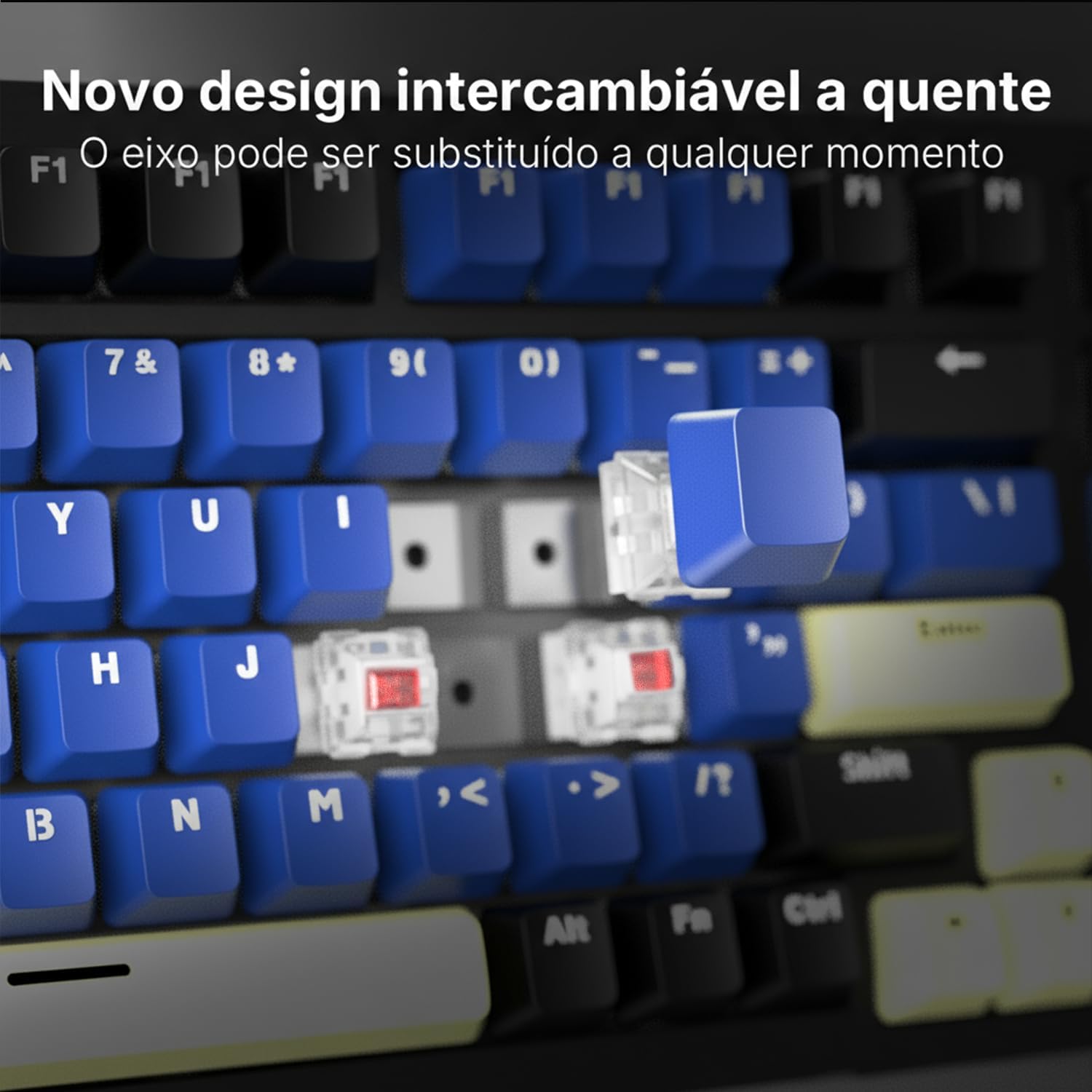 Hivento Teclado Mecânico, 2.4GHz/USB-C/BT5.0, Retroiluminação RGB,Layout ABNT2,Teclado Sem Fio Hot-Swappable com Botões, Bateria 4000mAh, Teclas PBT, Interruptores Vermelhos Hivento Teclado Mecânico, 2.4GHz/USB-C/BT5.0, Retroiluminação RGB,Layout ABNT2,Teclado Sem Fio Hot-Swappable com Botões, Bateria 4000mAh, Teclas PBT, Interruptores Vermelhos