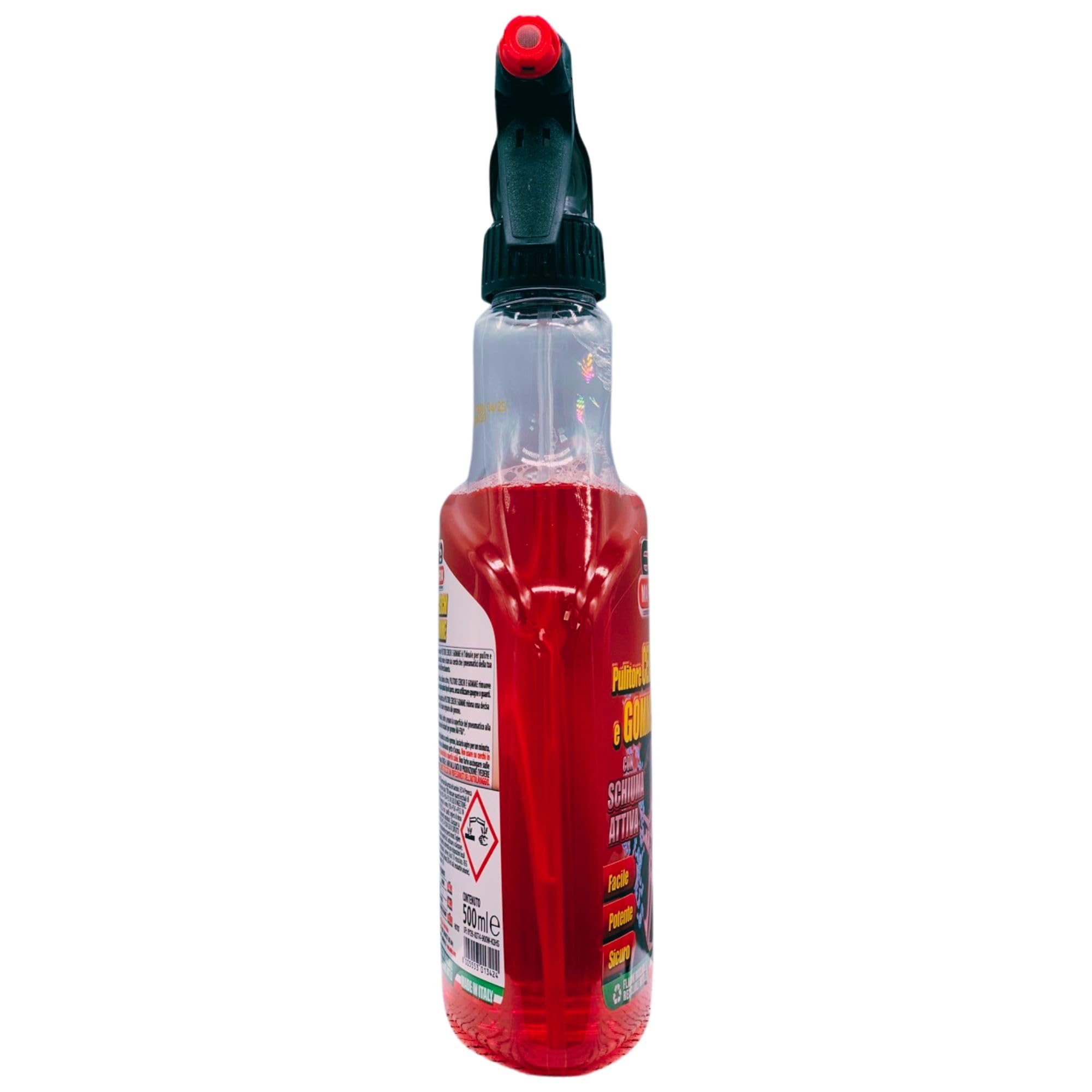 SET PULITORE CERCHI E GOMME Con Schiuma Attiva. Deterge e Sgrassa Gli Pneumatici Delle Auto: Tanica 4500ml + Trigger 500ml + Confezione Da 5 Panni In Microfibra, Formato 30x35cm