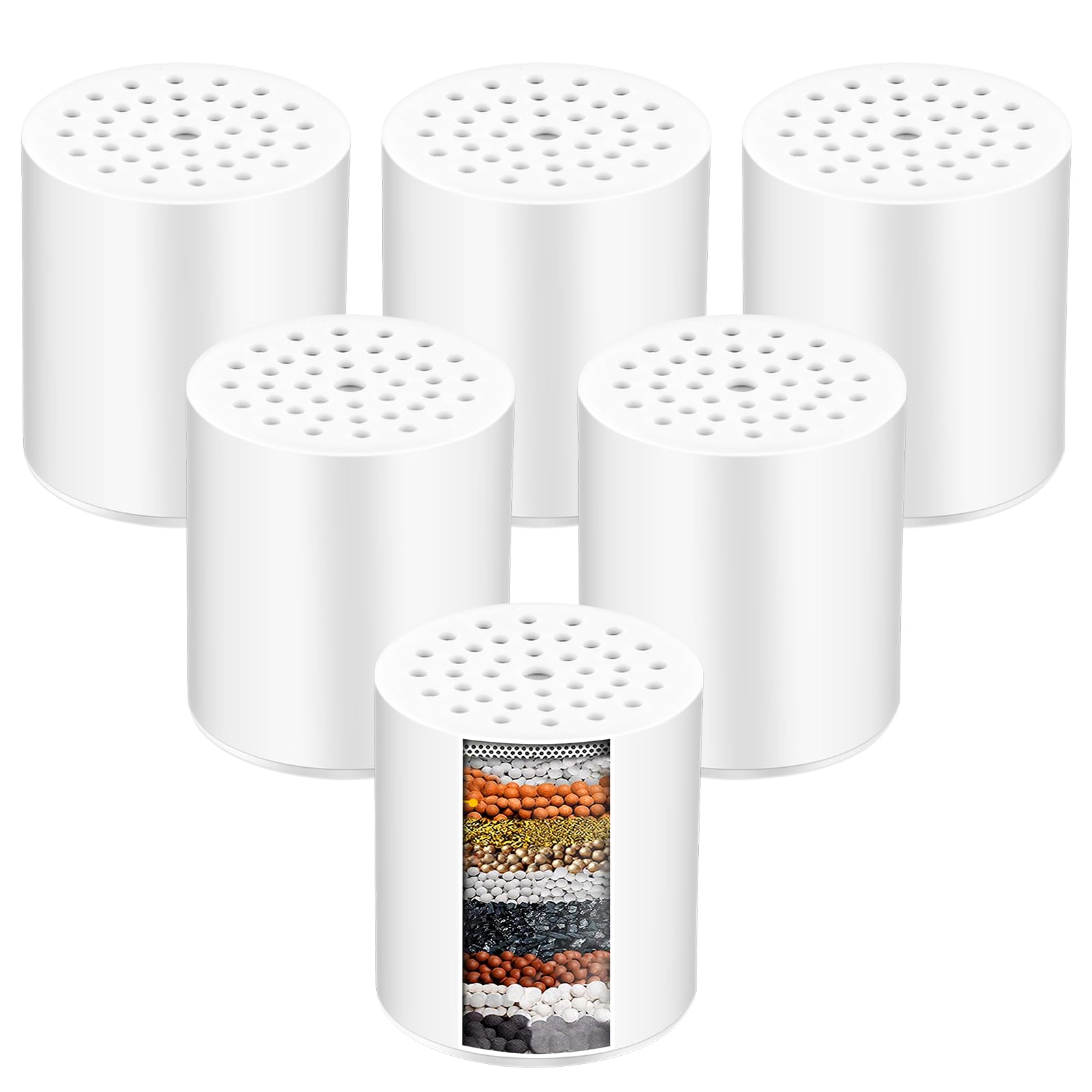 Ceniapr Filtro de ducha de 15 etapas, filtro de cartucho de ducha de repuesto con vitamina C, filtro de repuesto para cabezal de ducha para agua dura, paquete de 6