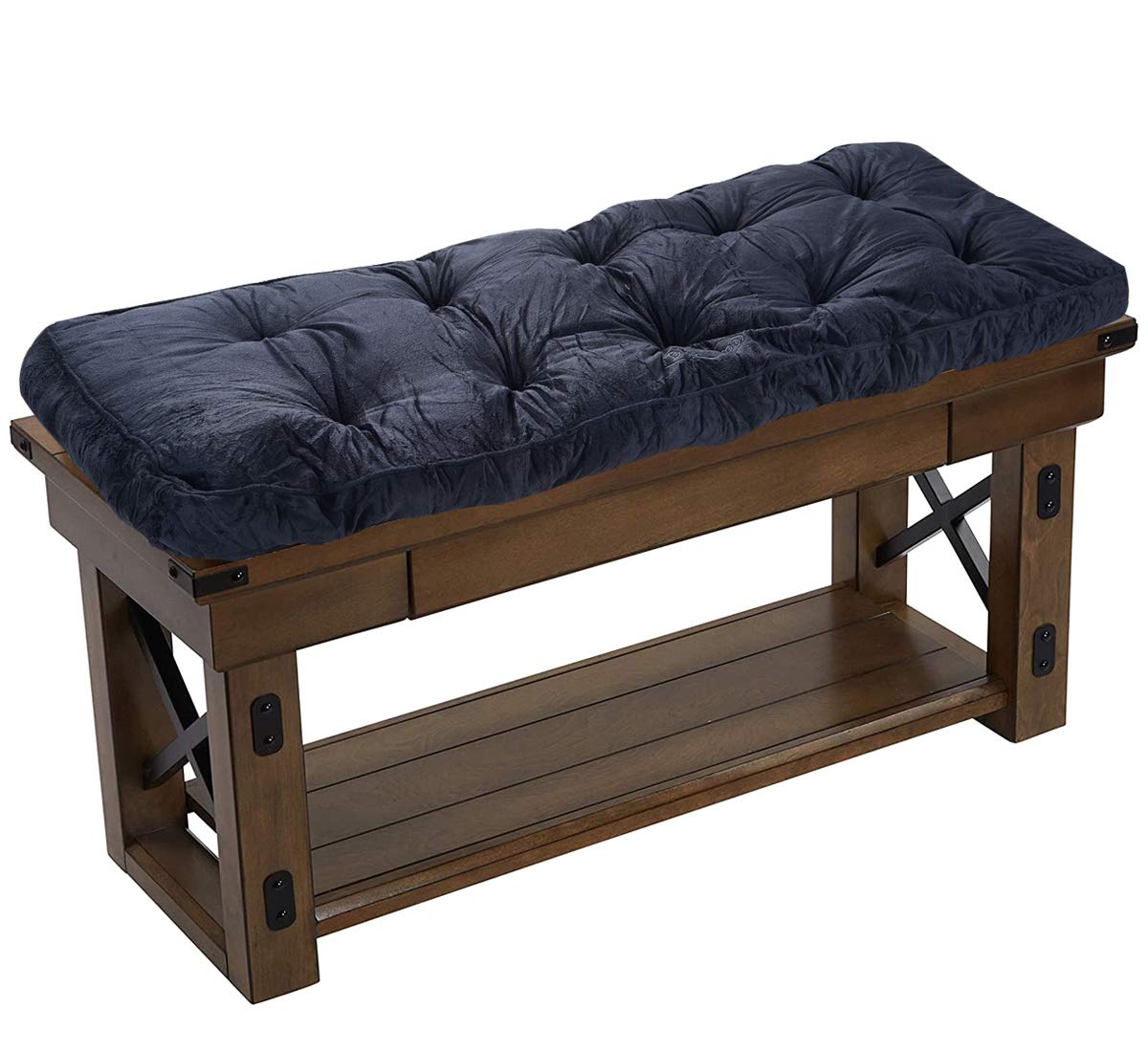 Amazon Com Big Hippo Indoor Outdoor Patio Bench Cushion Soft Thicken Seat Pads Cushion With Ties 47 24x17 71x1 96 Inches Black Kitchen Dining