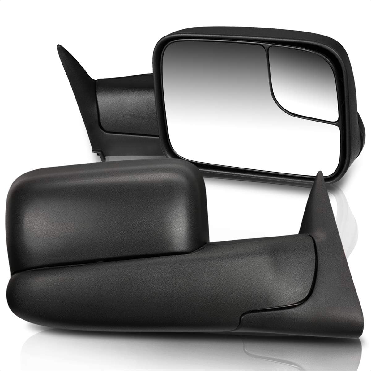 [Pair] Manual Foldable Power Tow Towing Mirror Side Mirrors Mirrors Compatible with 94-97 Dodge Ram 1500-3500,Black