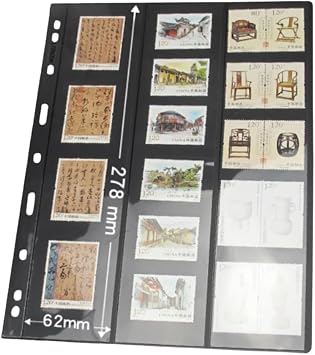 10Pcs Standard 9-Hole Double-Sided Album Refill Pages Vertical Album Inserts for Card Stamp Banknote and Coin Collection Storage 3 Pockets Vertical