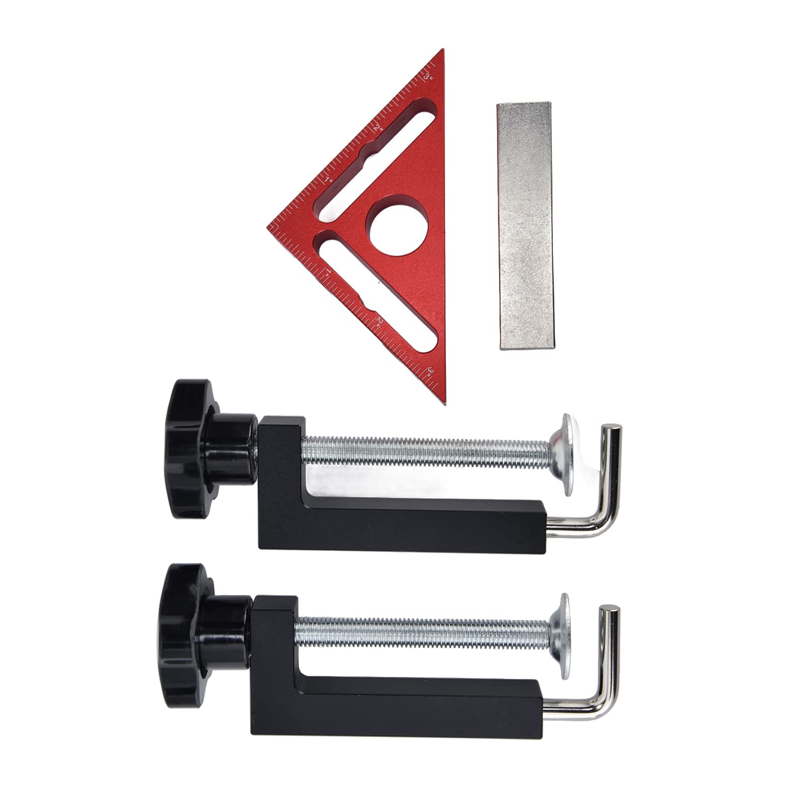Ejoyous Squadra di Posizionamento da 90 Gradi, Righello Triangolare Magnetico per la Lavorazione del Legno in Lega di Alluminio con Morsetto per Recinzione, Intervallo di Serraggio 0-154 Mm, Scala