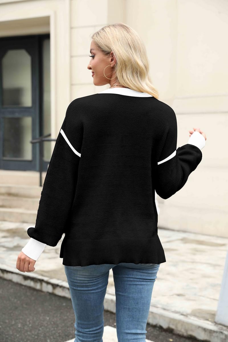 Sweaters for Women Long Sleeve Striped Pullover Knit Trendy Tops Crewneck Winter Outfits - Image 3