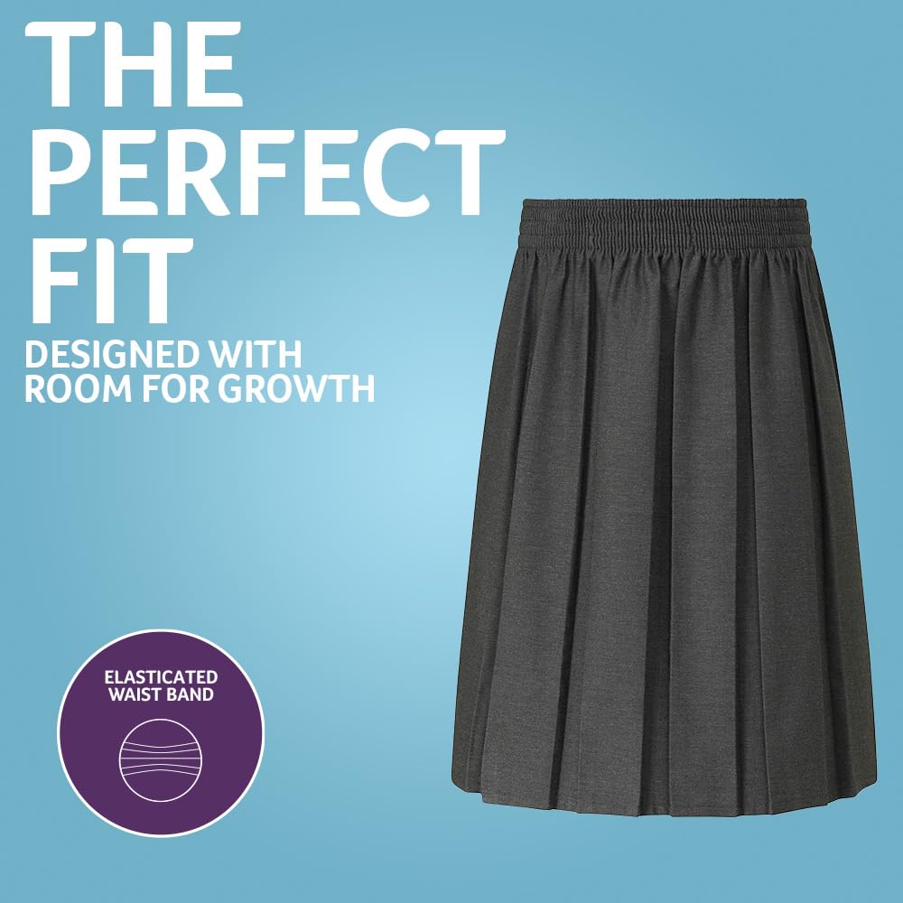 Trutex Basics 2 Pack Box Pleated School Skirts for Junior Girls (3-16 Years). Pull-On Girls School Skirts with Elasticated Waist. Pleated Skirt School Uniform Girls - Genuine School Uniform