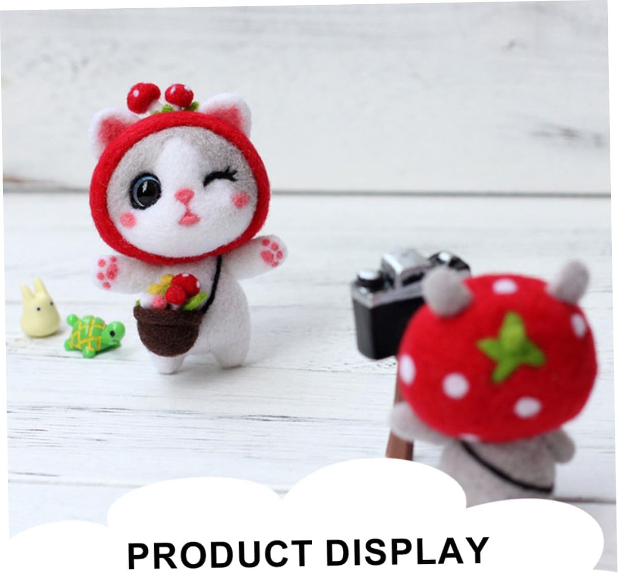 Uonlytech 3 Sets Beginner Needle Felting Kit Wool Felt Craft Supplies DIY Cartoon Animal Doll Making Materials for Easy Handmade Cute Cat Doll Projects