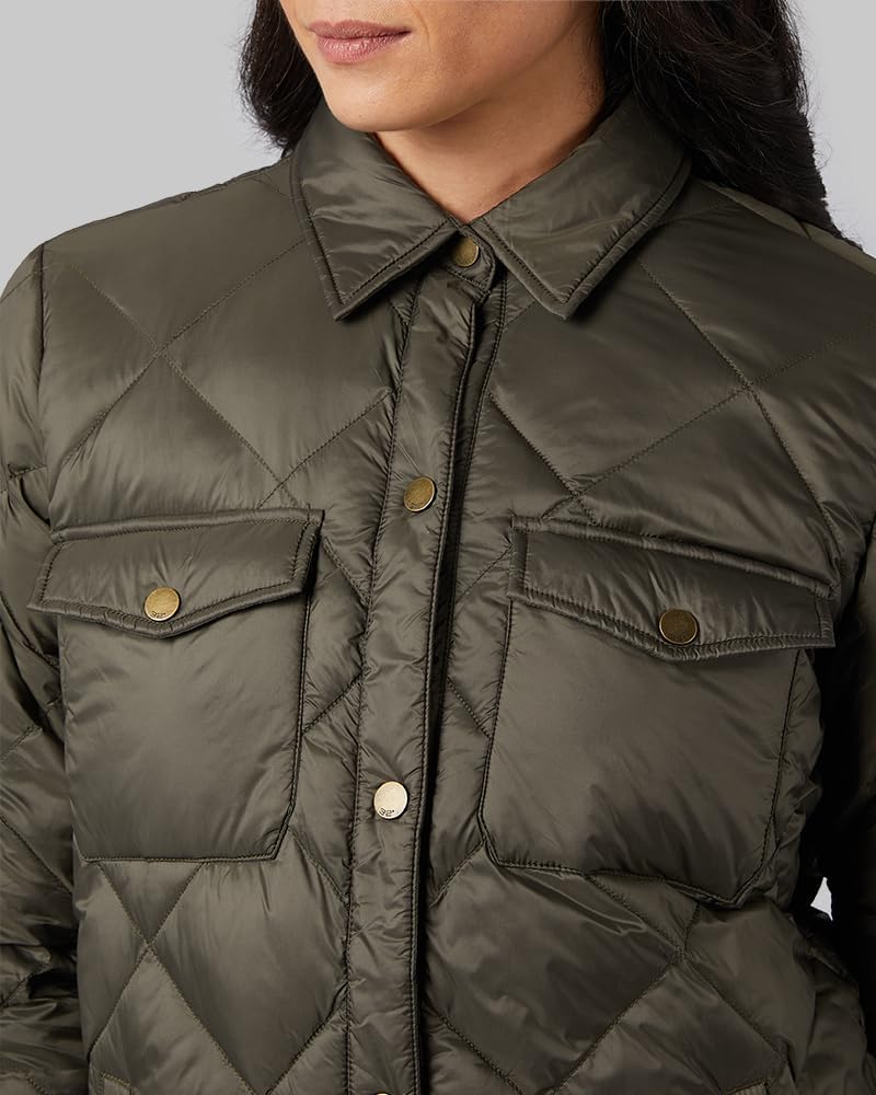 32 Degrees Women's Lightweight Recycled Poly-Fill Shirt Jacket | Quilted | Semi-Fitted | Snap Pockets - Image 4