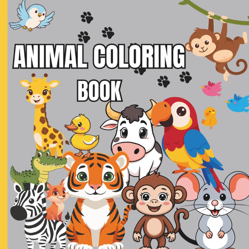 Cute Animals Coloring Book For Kids: Educational Coloring Pages with Animals and Alphabets for Preschool Children Ages 3-5