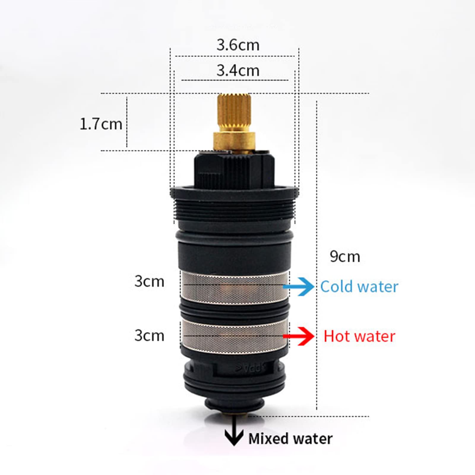 Mitigeur Thermostatique en Laiton Massif Chromé G1/2" pour Robinet Douche Salle Bain Remplacement Vanne Contrôle Température, Mise à Niveau Galvanoplastie, Cartouche Thermostatique en Laiton (B)