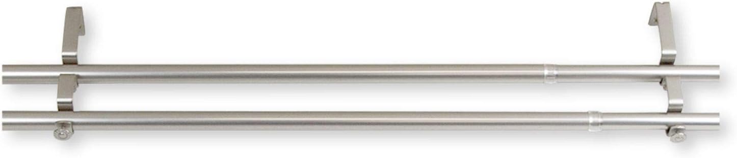 48" Silver Solid Contemporary Double Curtain Rod