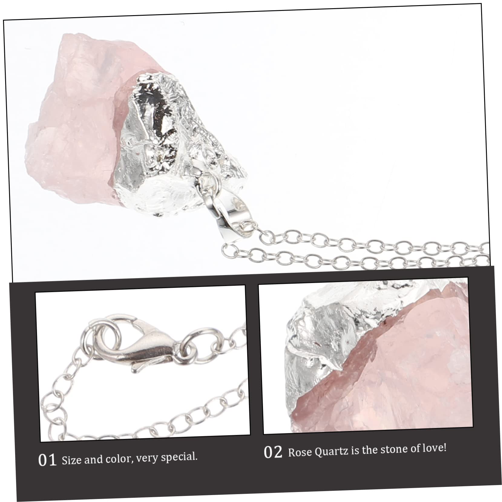 Healeved 4 Piezas Collar Colgante De Cuarzo Rosa Amatista Joyería Artesanal Colgante De Piedra En Bruto Accesorio De Moda Delicado Collar Colgante Cadena De Piedra En Bruto Collar De