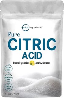Citric Acid 6 Pounds, Food Grade, Fine Granular Powder | 100% Pure, Concentrated Anhydrous Form | Natural Preservative + Great for Cooking, Cleaning, & DIY Bath Bombs | Non-GMO