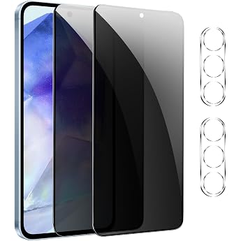 2 + 2 pieces privacy screen protector for Samsung Galaxy A55 5G privacy tempered glass protection anti-peeping privacy film anti-spy protective glass