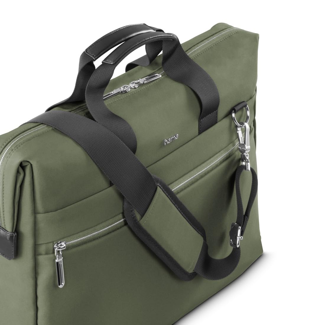 Hama | Maletín para portátil 13,3 pulgadas (funda protectora ordenador resistente acolchada compartimento tablet 12,9 bolso portátil 14,1 pulgadas bandolera ajustable ligera trabajo 10 litros) verde