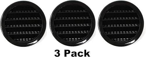 Miniatura 2 de Cubierta redonda de rejilla de pantalla de reptil de rejilla de ventilación de aire de plástico de 2.5 pulgadas (3, negro)