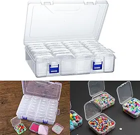 Caixa Organizadora com 24 Mini Organizadores Transparente com Tampa - Mini Recipientes de Armazenamento Joias Bijuterias Miçangas Parafusos Artesanato Costura Acessórios - Shop100