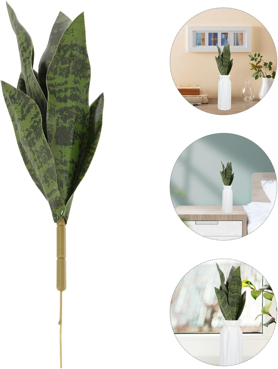 Artificial Sansevieria Plants Fake Snake Plant Faux Tropical Greenery Leaves Stem for Home Office Store Garden Decor Green2 32.5X13X10CM - Image 5