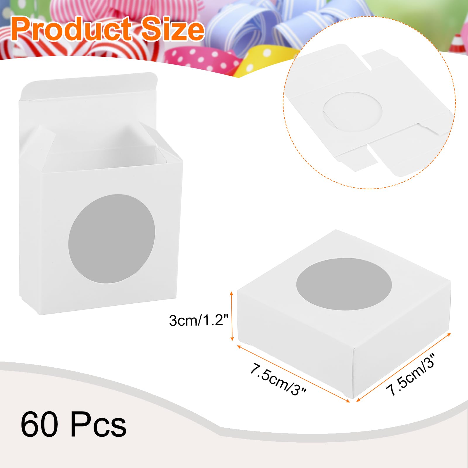 QUARKZMAN 60 sztuk pudełek na mydło typu kraft na domowe mydło, 8 cm x 8 cm x 1,2", mini pudełka do zabiegów siłowych z przezroczystym okienkiem na słodycze, ciastka, pudełka prezentowe na prezenty