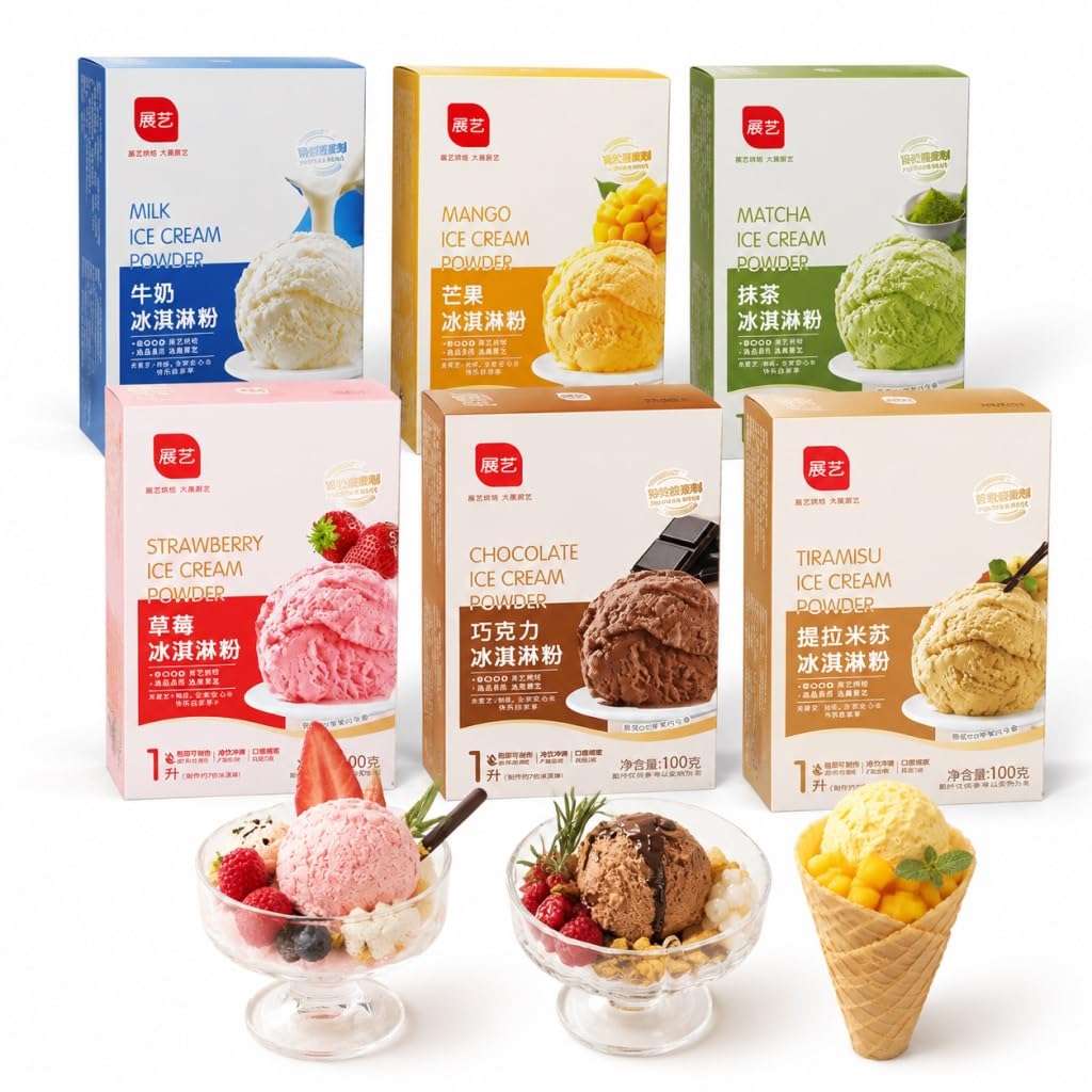 6 Gusti Di Gelato In Polvere Confezione Da 100 G Fai Te Fatto In Casa Facile Preparare Senza Bisogno Macchine Fragola Matcha Cioccolato