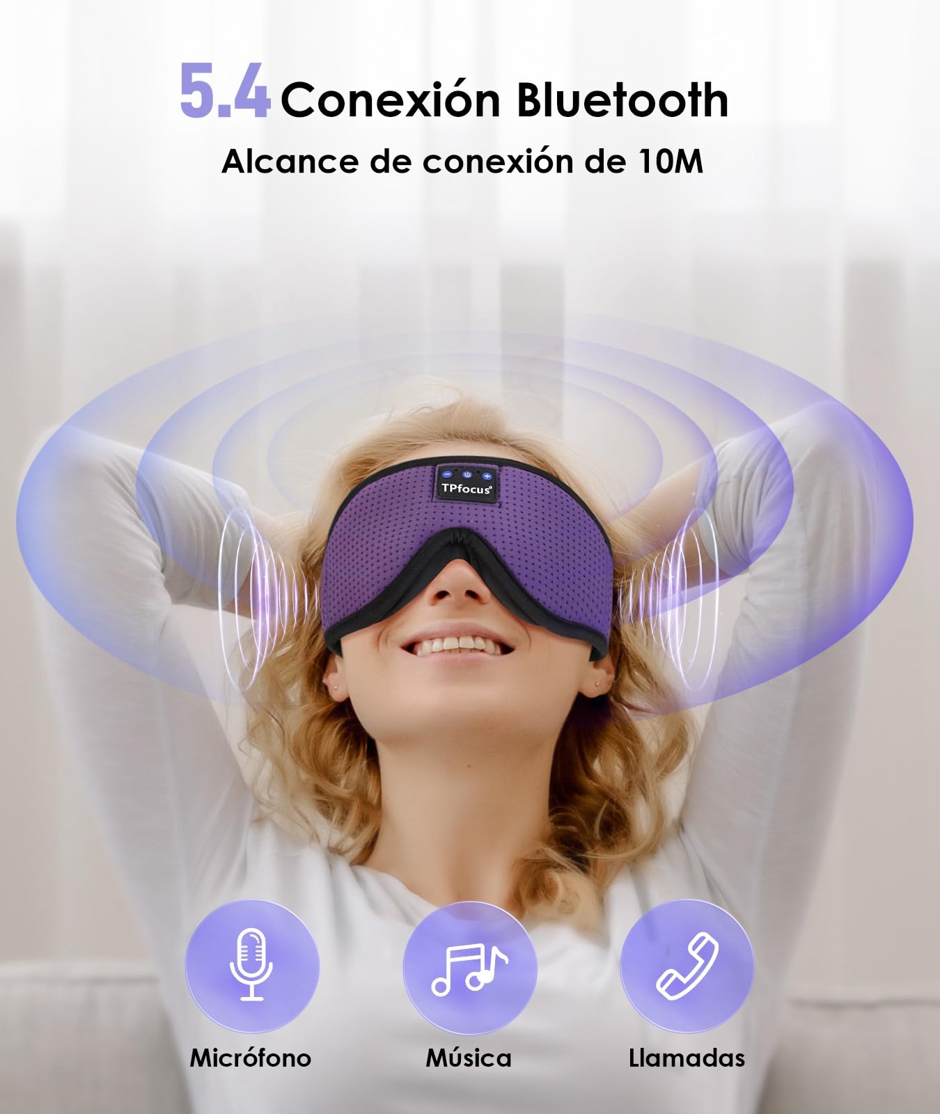 Maschera Per Dormire Masque De Sommeil Bluetooth EUJAM - Casque Intégré - Musique Sans Fil - Pour Dormeurs Latéraux Casque Intégré Musique