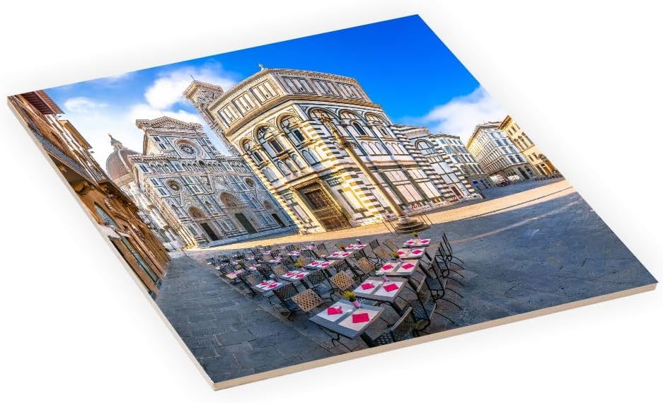 8 Inch Square Decorative Ceramic Tile (Art) for Wall or Decor Featuring Image of City of Positano Amalfi Coast in Italy