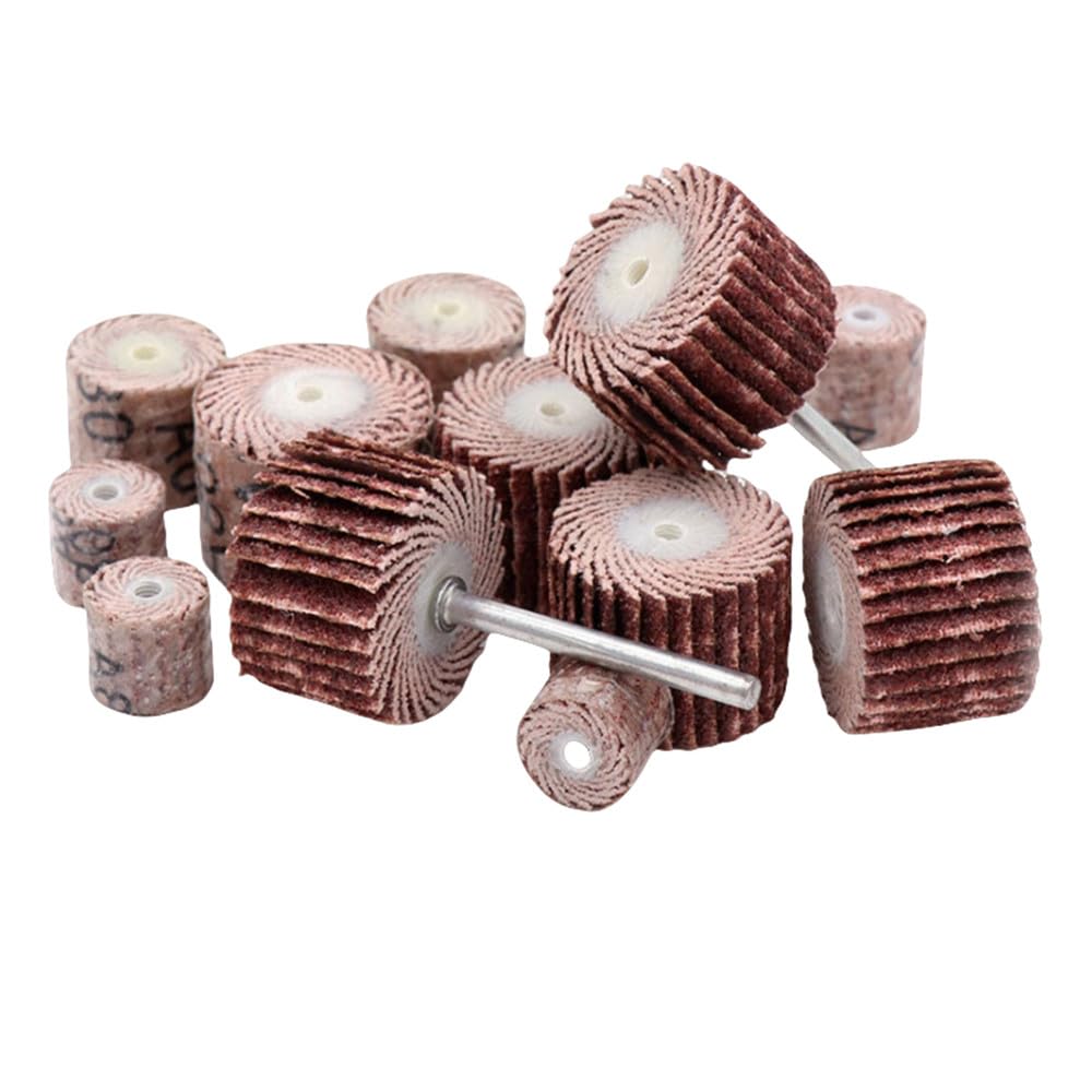 Schleifpapier-Fächerschleifscheibe, 14-teiliges Lamellenrad-Set mit 3 mm Schaft for Rotationswerkzeuge, 8–15, Körnung 80–600(320 Grit15mm)