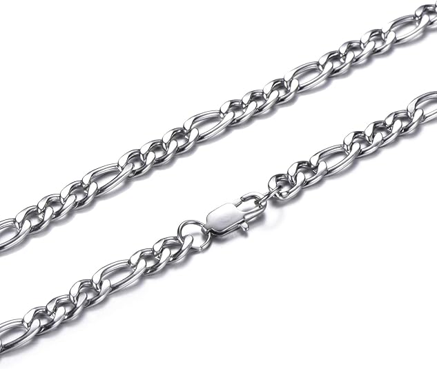 FEEL STYLE 6mm Silver Stainless Steel Chain Necklace for Men Women