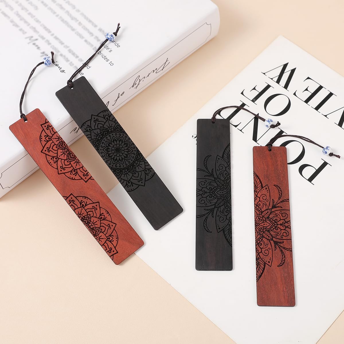 4 pcs Book Marks Set, Boho Book Markers, Bookmarks for Men Women Book Lovers Bookworm (Mandala Set) - Image 3