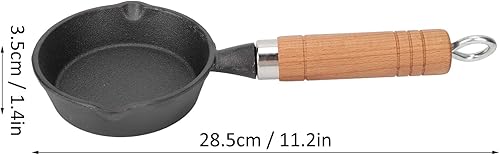 Miniatura 2 de Sartén de hierro fundido, mango de madera de 3.9 in, mini sartén para tortilla, apto para cocinas de gas eléctrico y de inducción, para restaurante
