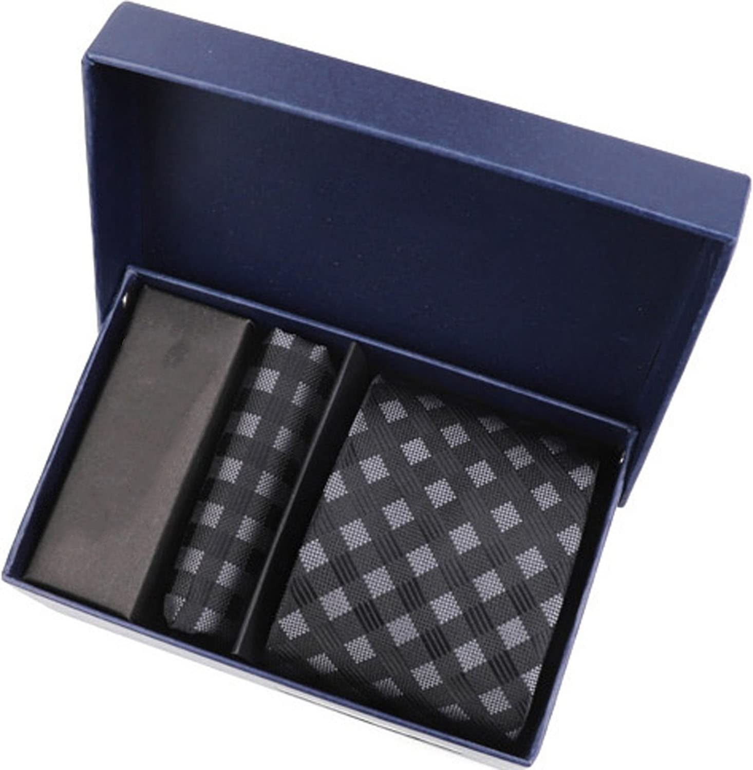 Cromoncent Set Camicia E Cravatta Da Uomo A Maniche Lunghe: Completo Con Fazzoletto Da Tasca, Grigio Scuro, Taglia Small - 3