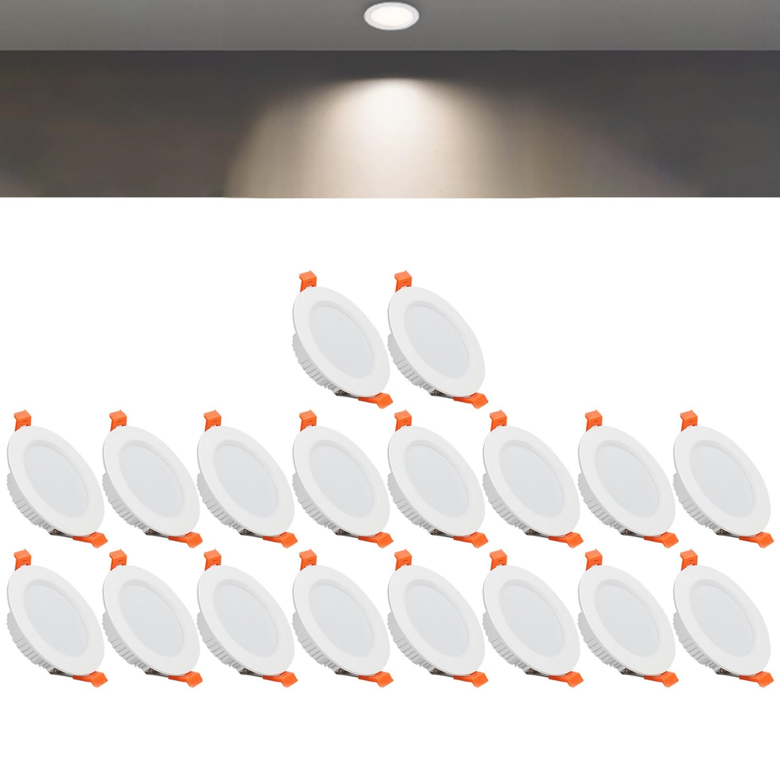 TTiiLoe 7W Round LED Recessed Ceiling Spotlights, 4000K Neutral White Ultra Slim Panel Ceiling Light, Cut Φ80-90mm, AC110-240V Downlights for Hallway Stairwell Showroom, 18 Pack